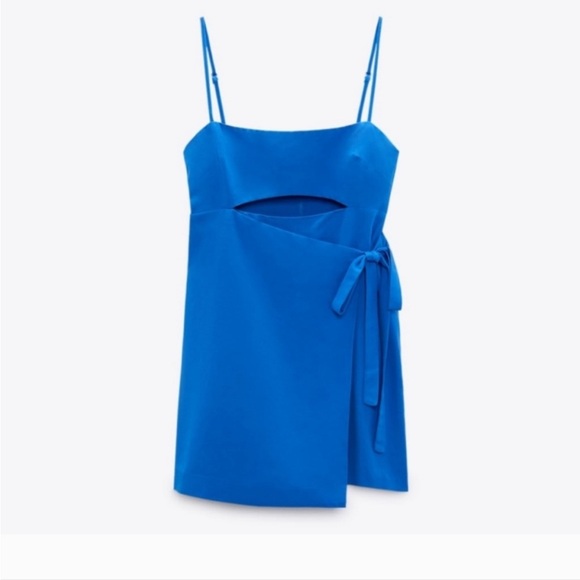 Zara Blue Mini Dress Skort XS - Picture 4 of 10